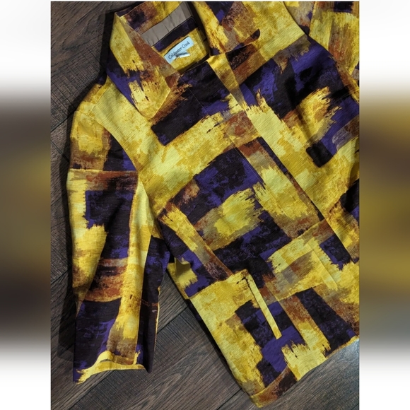 Coldwater Creek Shacket Womens Size 12 Purple & Gold Textured 3/4 Sleeves Button - Picture 4 of 16